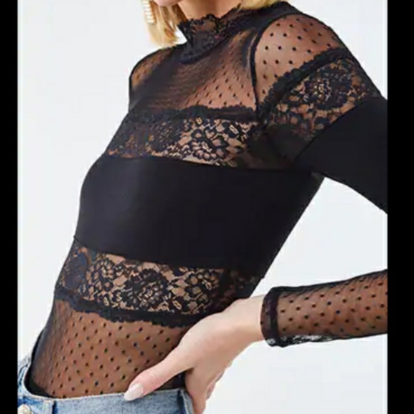 Sheer lace combo bodysuit NEW! - Picture 6 of 6